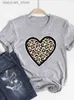 T-shirt Femme T-shirt Vêtements de base Vêtements pour femmes T-shirt imprimé Léopard Amour Coeur Tendance Mignon Haut d'été Mode T-shirt graphique à manches courtes 240130