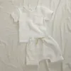 オーガニックコットンベビー服セット夏のカジュアルトップ男の子の女の子セットユニセックス幼児2ピースキッズベイビーアウトファイフ衣類240123