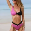 Costume da bagno da donna 2 pezzi/set Costume da bagno bikini a vita alta da donna sexy bellissimo costume da bagno elastico