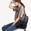 Damen-Rucksack aus PU-Leder, Schultasche, klassisch, schwarz, wasserdicht, für Reisen, Multifunktions-Schulter, Style247r