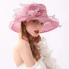 Chapéus de aba larga 1pc mulheres babados malha renda de renda floral chapéu de sol elegante praia de casamento