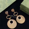 Exagerar grande charme brincos letras duplas designer studs feminino retro diamante longo pingente eardrops com box288m