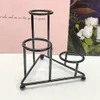 Alta qualidade metal preto prateleira de três alturas bola de cristal pedestal cura quartzo chakras reiki decoração para casa