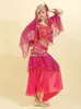 Stage Wear 4 pièces Ensemble Adulte Bollywood Costumes de danse Ventre pour femmes Costume en mousseline de soie Costume Femme