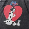 Erkek Tişörtler Erkekler Retro Hip Hop T-Shirts Kalp Komik İnekler Kız Baskı Tişört Sıradan Yaz Y2K Tees Unisex High Street Harajuku Street Giyim Q240130