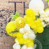 Decoração de festa 116 pcs amarelo branco balão guirlanda arco kit grande folha de alumínio abacaxi casamento aniversário chá de bebê decorações268g