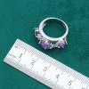 Strands Classic Purple Topaz 925 Silver smycken set för kvinnor brölloparmband långa örhängen ring halsbandhänge