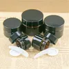 10st 5G/10G/20G/30G/50G Glass Amber Brown Cosmetic Face Cream Bottles Lip Balm Prov Container Jar Pot Makeup Store Vias Qtuqr