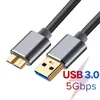 Datorkablar USB 3.0 Typ C till MICRO B Datasynkronisering Kabel Snabb hastighetsladd för extern hårddiskdisk HDD Samsung S5 Note 3 -kontakt