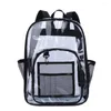 School Bags Multi-layer Schoolbag Waterproof Transparent With Capacity Zipper Closure Visible Water Bottle Pocket Stain-resistant