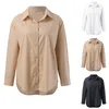 Damenblusen, einfarbig, Button-Down-Hemd, Damen-Revers-Oberteile, elegante, lockere Damen-Hemden, Blusas, Urlaub, Arbeit, Straßenkleidung