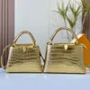 Croc Handbag Women Shoulder Crossbody Bag Gold Silver Wallets Alligator Purse Genuine Leather Large Multi Pochette Bottom Brass Ha211q