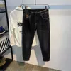 Jeans Designer Men's Black Printed Jeans Men's Trendy 2024 Summer New Ins Korean Version Trslim Fitting Small Leg Pants For Men LYU