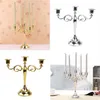 Portacandele in metallo 5 bracci 3 bracci Portacandele Decorazione di nozze Candelabri Centrotavola Candeliere Decor Artigianato Argento Oro243n