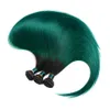 Ombre 1B/Groen Braziliaanse Straight Menselijk Remy Virgin Haar Weeft 100g/bundel Dubbele Inslag 3 Bundels/lot