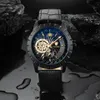 2019 TEVISE Montres Hommes Mécanique Automatique Montre À Vent Automatique En Cuir Noir Phase De Lune Tourbillon Affaires Lumineux Montres-bracelets253c