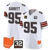 رجال Cleveland'''browns''''blay's Custom Myles Garrett Kareem Hunt White 2023 F.U.S.E. مع جيم براون ميموريال باتش بخار غير قابل للمسح محدود محدود القميص