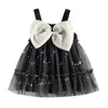 Flickaklänningar Pudcoco Infant Kids Baby A-Line Dress Sleeveless Bowknot Flower Sequined Tulle för Casual Daily Party 9M-2T