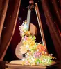크리에이티브 피아노 피아노 로즈 플라워 빌딩 장난감 바이올린 모델을위한 가벼운 소년 크리스마스 선물 kidsvaiduryb