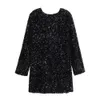 Taop Za Prodotto per l'inizio della primavera Moda e stile da donna Mini abito con decorazione con fiocco in paillettes slim fit 24030