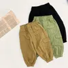 Trousers Spring Autumn Boys Fashion Many Pockets Cargo Pants Children Casual 3 Colors Ankle-tied 1-7Y