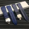 Top Quality 28mm Genuine Leather Black Blue Watchband Silicone Belt Replacement Bracelet Suitable for Fit Franck Muller Strap269P