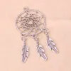 Charmes 30pcs Vintage Silver Tree Feather Dream Catcher Charms For Earge Collier Making DIY Metal Dream Catcher Charms