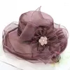 Chapéus de aba larga 1pc mulheres babados malha renda de renda floral chapéu de sol elegante praia de casamento