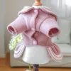 Vestuário coleira de marinheiro feminino roupas para cães rosa azul lã outono inverno vestidos para animais de estimação yorkshire terrier trajes de gato acessórios pequeno filhote de cachorro