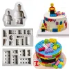 Bakvormen Bouwstenen Robots Fondant Siliconen Mal Voor Taart Grens Decoreren Cupcake Topper DIY Snoep Chocolade Ambachten Klei Gereedschap