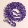 Strang OAIITE 8mm Lila Kristall Armband Gebet 108 Mala Perlen Rosenkranz Perlen Charm Halskette Schmuck Für Frauen Und Männer