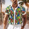 Camisas casuais masculinas camisa floral ao ar livre rua moda diária verão lapela manga curta botão design