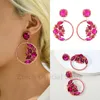 Boucles d'oreilles pendantes en cristal brillant pour femmes, série Rose rouge, bijoux de luxe géométriques, accessoires tendance 2024