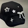 Berretti giapponesi Y2k retrò berretti neri per le donne 2024 primavera ed estate moda versatile casual dolce stella arco in avanti cappelli