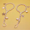 Anklets One PCS Böhmen Anklet For Women Natural Seashell Imitation Pearl Toe Ring Summer Barefoot Sandal Foot Jewelry