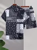 Mens Random Paisley Scarf Printed Shirt och ingen T-shirt borstade shorts 240130