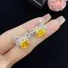 Kvinnliga smycken Bowknot Crystal Zircon Diamond White Gold Plated Earrings Studs Girl Girl Student Birthday Present