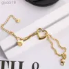 Collana in acciaio di design stile dolce e minimalista Lettering Hollow Out Love Bracciale asimmetrico Donna in oro 18 carati NF7D NF7D N54W N54W R RN1P