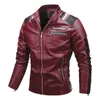 Homens vintage jaqueta de motocicleta moda motociclista couro masculino bordado bombardeiro casaco inverno velo plutônio 240125