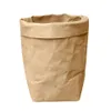 Tvättbar Kraft Paper Bag Fashion Plant Flowers Pots Multifunction Home Storage Bag Gift Package Högkvalitativ förvaringsväskor1223U