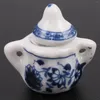 Linkarmbanden 1/12e eetwaren China keramiek theeservies poppenhuisminiaturen blauwe bloem