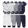 Unisex 6910Pieces Cotton Born Bodysuitspants 아기 소녀 옷 세트 만화 인쇄 짧은 슬리브 소년 Bebes 240127