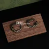 Double Letter Rhinestone Studs Gold Plated Earrings With Stamp Fashion Jewelry Valentines Day Birthday Gift