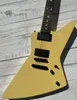 Guitare électrique irrégulière, jaune crème, incrustation du majeur, micro actif EMG, en stock, paquet Lightning