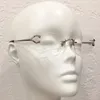 Vintage Dikdörtgen Gözlük Gözlük Rimless Altın Çerçeve Temiz Lensler Çift Lensler Optik Altın Çerçeve Moda Güneş Gözlüğü Çerçeveleri Gözlük Kutu