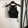 Slim-Fit-Baumwollweste für Damen mit Logo-Print auf der Brust (mit Brustpolster)