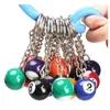 16pcs lot Billiard Ball Key Chain Key Ring Round Pendant Car Keychain Charm Jewelry Fashion Keyrings Accessories Mixed Color214W