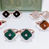 Ring vintage Four Folhas Chover Charm Rings 6/7/8 Mãe-diaf