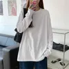T-shirts Femmes 2024 Version coréenne Automne Long Tshirt Étudiant Été Printemps Mode Chemise à fond blanc Femmes Porter Couleur Solide