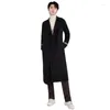 Herrgravrockar Män våren Autumn Coat Smart Casual British Style Black Windbreaker Patchwork Design Turn-Down Collar Outwear